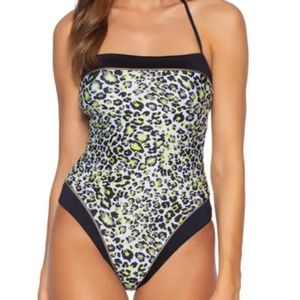 NWOT Leopard Print Bandeau One Piece Swimsuit M
